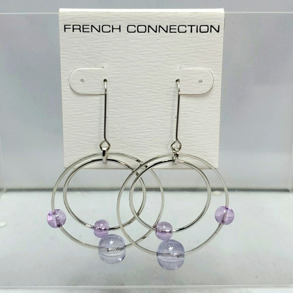 French connection hoop dangle with violet beads - Picture 1 of 3